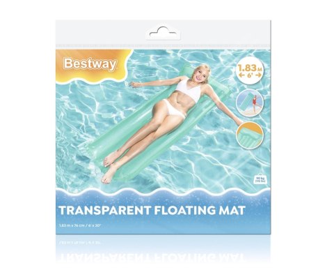 Bestway Bestway 44013 Dmuchany materac plażowy Przezroczysty Niebieski 1.83m x 76cm Bestway Bestway 44013 Dmuchany materac plażowy Przezroczysty Niebieski 1.83m x 76cm