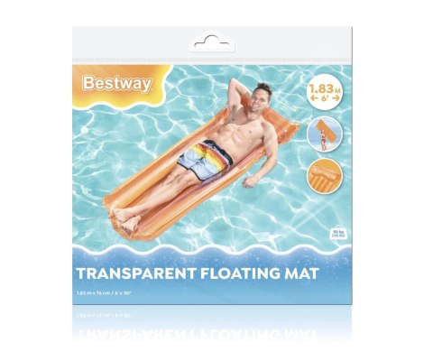 Bestway Bestway 44013 Dmuchany materac plażowy Przezroczysty Pomarańczowy 1.83m x 76cm Bestway Bestway 44013 Dmuchany materac plażowy Przezroczysty Pomarańczowy 1.83m x 76cm