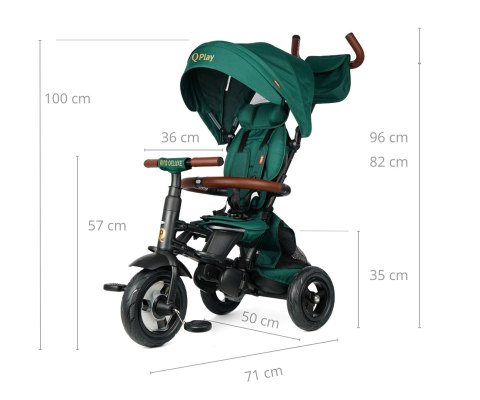 Qplay Qplay Rowerek Trójkołowy Rito Deluxe Rubber Green
