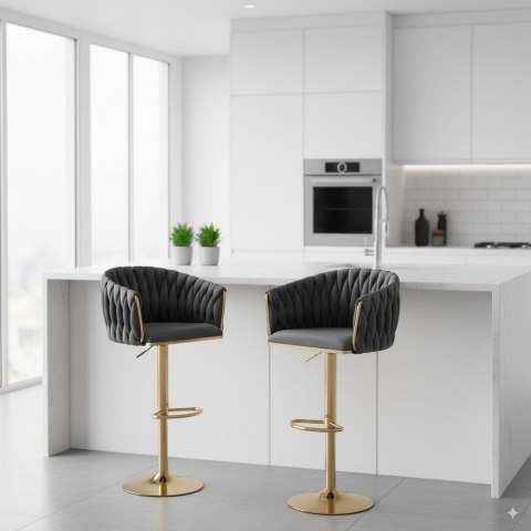 Hoker barowy Cofton Gold grafitowy Velvet