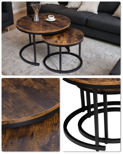 Zestaw dwóch stolików loft Galen Rustic