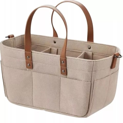 Duży Filcowy Organizer Beżowy XXL Dla Mamy i Maluszka Na Pieluszki i Akcesoria