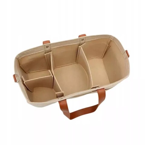 Duży Filcowy Organizer Beżowy XXL Dla Mamy i Maluszka Na Pieluszki i Akcesoria