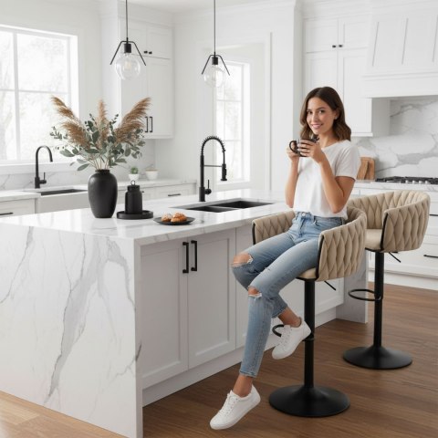 Hoker barowy Cofton Black beżowy Velvet