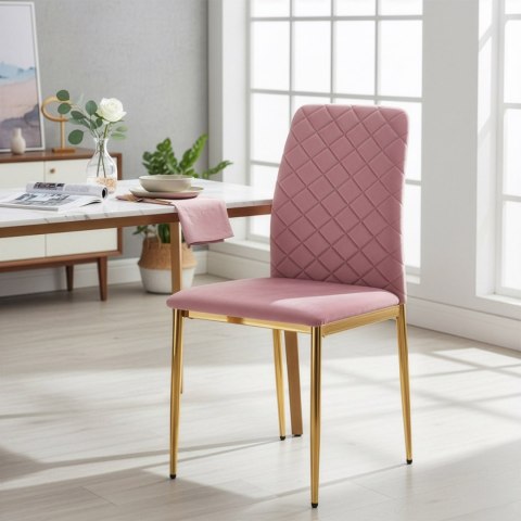 Krzesło welurowe tapicerowane MAVERIK Velvet gold różowe