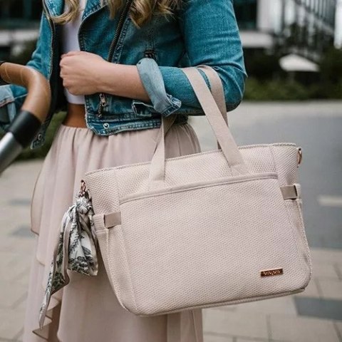 Torba dla mamy do wózka BabyOno CARMEN beżowa torba z matą i apaszką