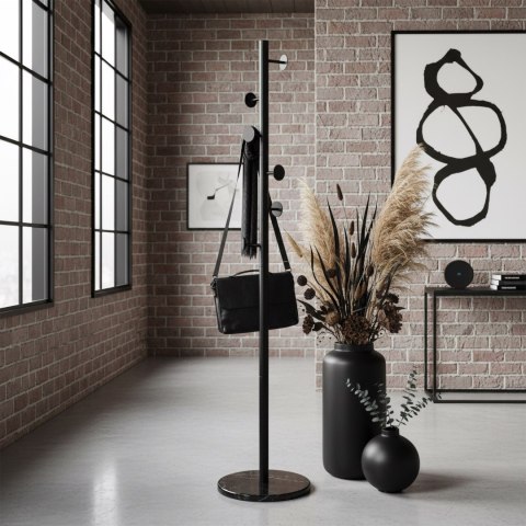 Wieszak stojący metalowy czarny DAKAR marmur