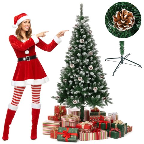 Choinka ośnieżona EVE świerk 180 cm szyszki stojak