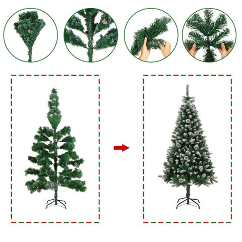 Choinka ośnieżona EVE świerk 180 cm szyszki stojak