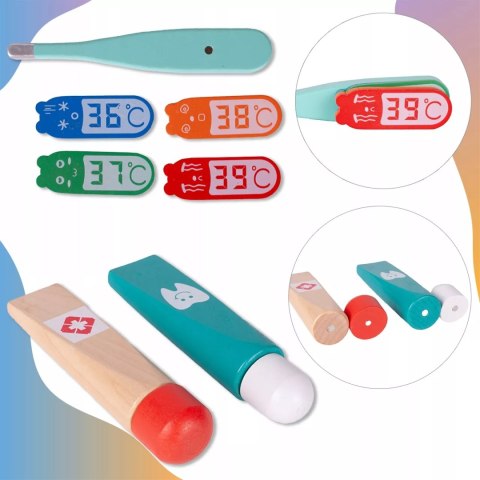 Drewniany zestaw lekarza i dentysty w walizce 2 króliczki dla dzieci duży