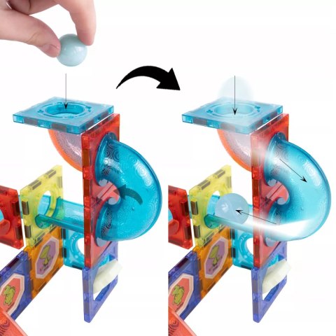 Klocki magnetyczne świecące tor kulkowy edukacyjny zestaw 75 elementów