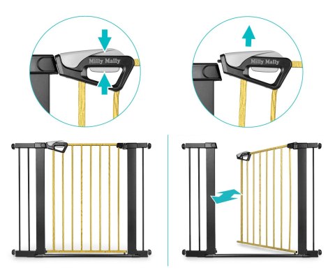 Milly Mally Milly Mally Bramka zabezpieczająca Barierka na schody z rozszerzeniami Guardy 104 Black Natural
