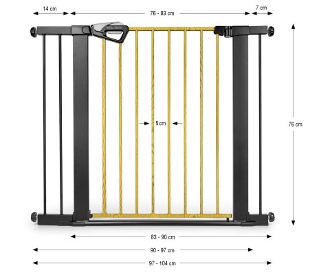 Milly Mally Milly Mally Bramka zabezpieczająca Barierka na schody z rozszerzeniami Guardy 104 Black Natural