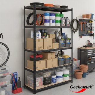 Regał magazynowy 200kg 5 poziomów 205x120x45 cm 1000 kg czarny