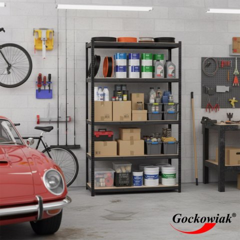 Regał magazynowy 200kg 5 poziomów 205x120x45 cm 1000 kg czarny