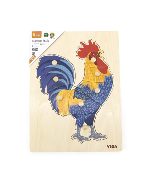 Viga Viga 44610 Puzzle na podkładce z uchwytami - Kogut