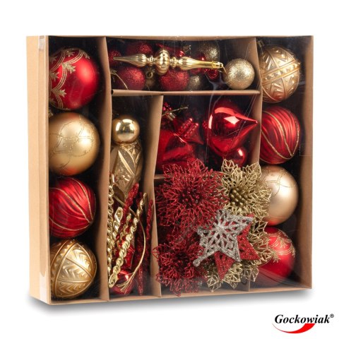 Zestaw bombek choinkowych MARIEN CZERWONO-ZŁOTY 70 sztuk