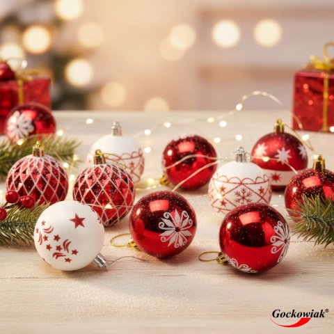 Zestaw bombek na choinkę SAPIN CZERWONO-BIAŁY 30 szt