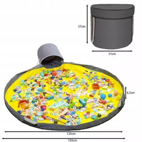 Kosz 2w1 z matą do zabawy 135 cm szybkie sprzątanie zabawek