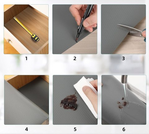 Mata antypoślizgowa do szuflad BARGO 48 x 300 cm szara