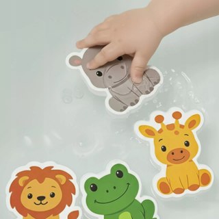 Piankowe zwierzątka do wanny zabawka edukacyjna 12 el. z organizatorem