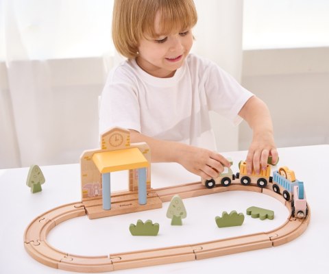 Viga Viga 44257N PolarB Drewniana kolejka z torami i stacją
