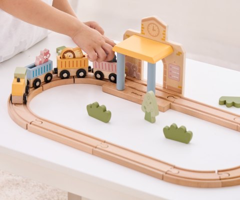 Viga Viga 44257N PolarB Drewniana kolejka z torami i stacją