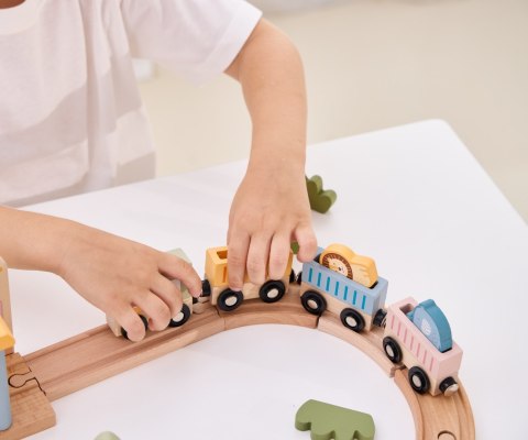 Viga Viga 44257N PolarB Drewniana kolejka z torami i stacją