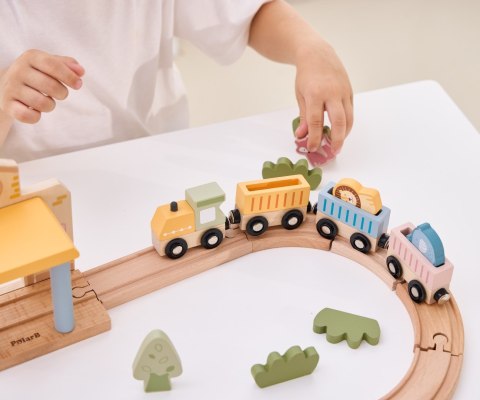 Viga Viga 44257N PolarB Drewniana kolejka z torami i stacją