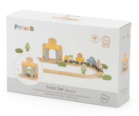 Viga Viga 44257N PolarB Drewniana kolejka z torami i stacją