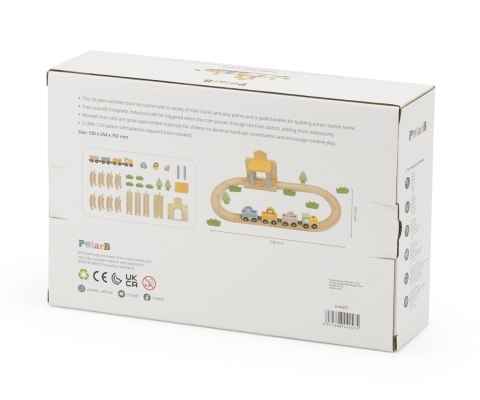Viga Viga 44257N PolarB Drewniana kolejka z torami i stacją