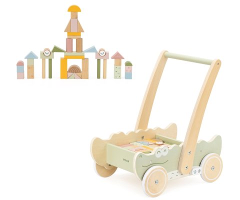 Viga Viga 44278 PolarB Drewniany pchacz krokodyl z klockami