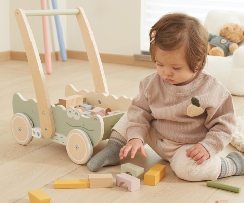 Viga Viga 44278 PolarB Drewniany pchacz krokodyl z klockami