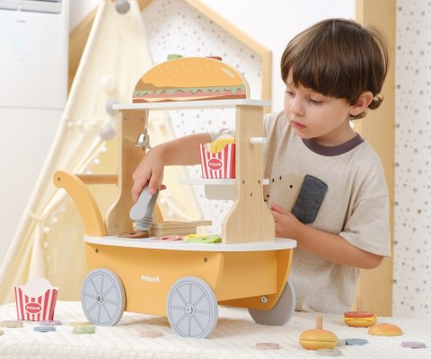Viga Viga 44280 PolarB Mały Burger Bar - Drewniany Wózek Kulinarny