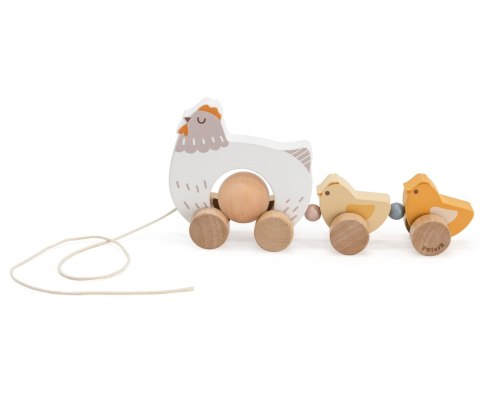 Viga Viga 44285 PolarB Drewniana zabawka do ciągnięcia - kura z kurczaczkami