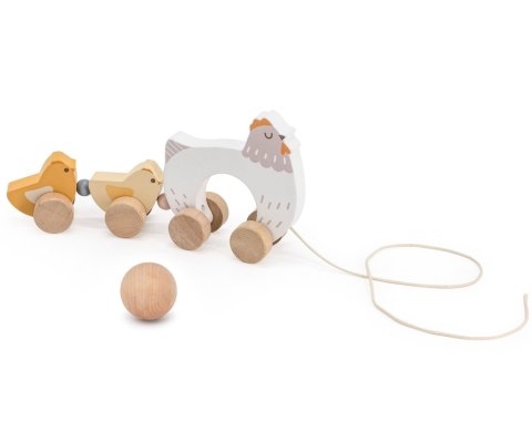 Viga Viga 44285 PolarB Drewniana zabawka do ciągnięcia - kura z kurczaczkami