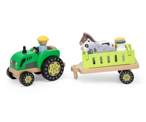 Viga Viga 44680 Drewniany traktor z przyczepką i zwierzętami
