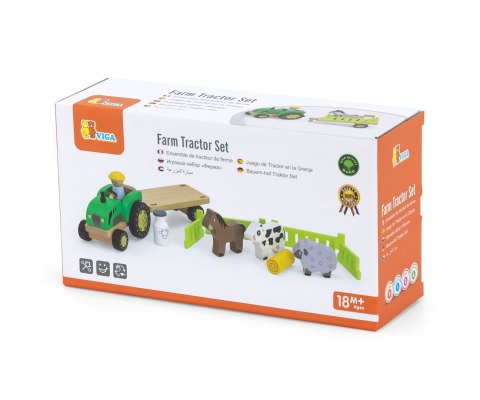 Viga Viga 44680 Drewniany traktor z przyczepką i zwierzętami