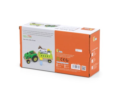 Viga Viga 44680 Drewniany traktor z przyczepką i zwierzętami