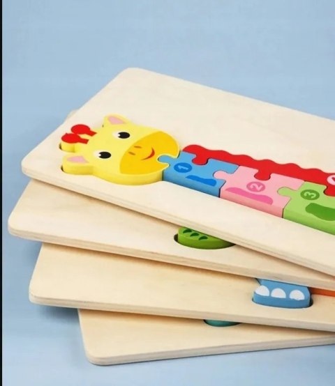Edukacyjne drewniane klocki puzzle układanka 8765Ż