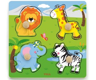 Viga Viga 50840 Drewniane puzzle z uchwytami - zwierzęta Afryki