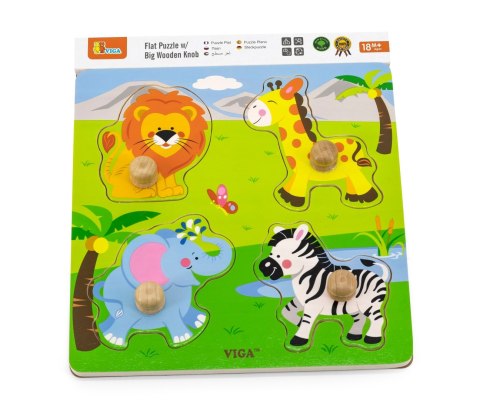 Viga Viga 50840 Drewniane puzzle z uchwytami - zwierzęta Afryki