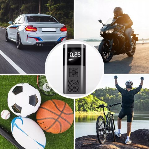 Akumulatorowa pompka elektryczna mini kompresor samochodowy flashlight SOS