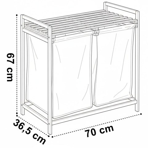 Kosz na pranie lub zabawki bambusowy HANOI 2 przegrody