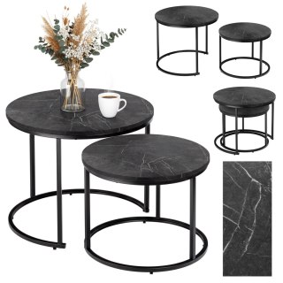 Zestaw dwóch stolików loft Galen Small Grafitowy Marmur