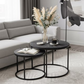 Zestaw dwóch stolików loft Galen Small Grafitowy Marmur