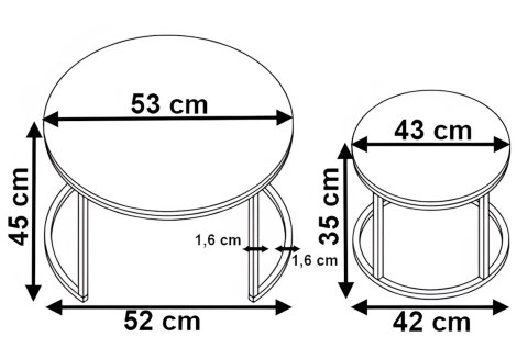 Zestaw dwóch stolików loft Galen Small Grafitowy Marmur