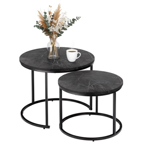 Zestaw dwóch stolików loft Galen Small Grafitowy Marmur
