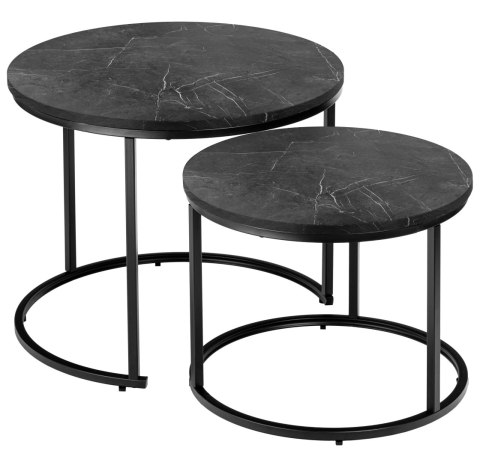 Zestaw dwóch stolików loft Galen Small Grafitowy Marmur