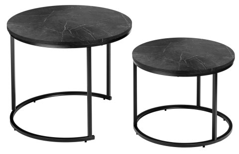 Zestaw dwóch stolików loft Galen Small Grafitowy Marmur